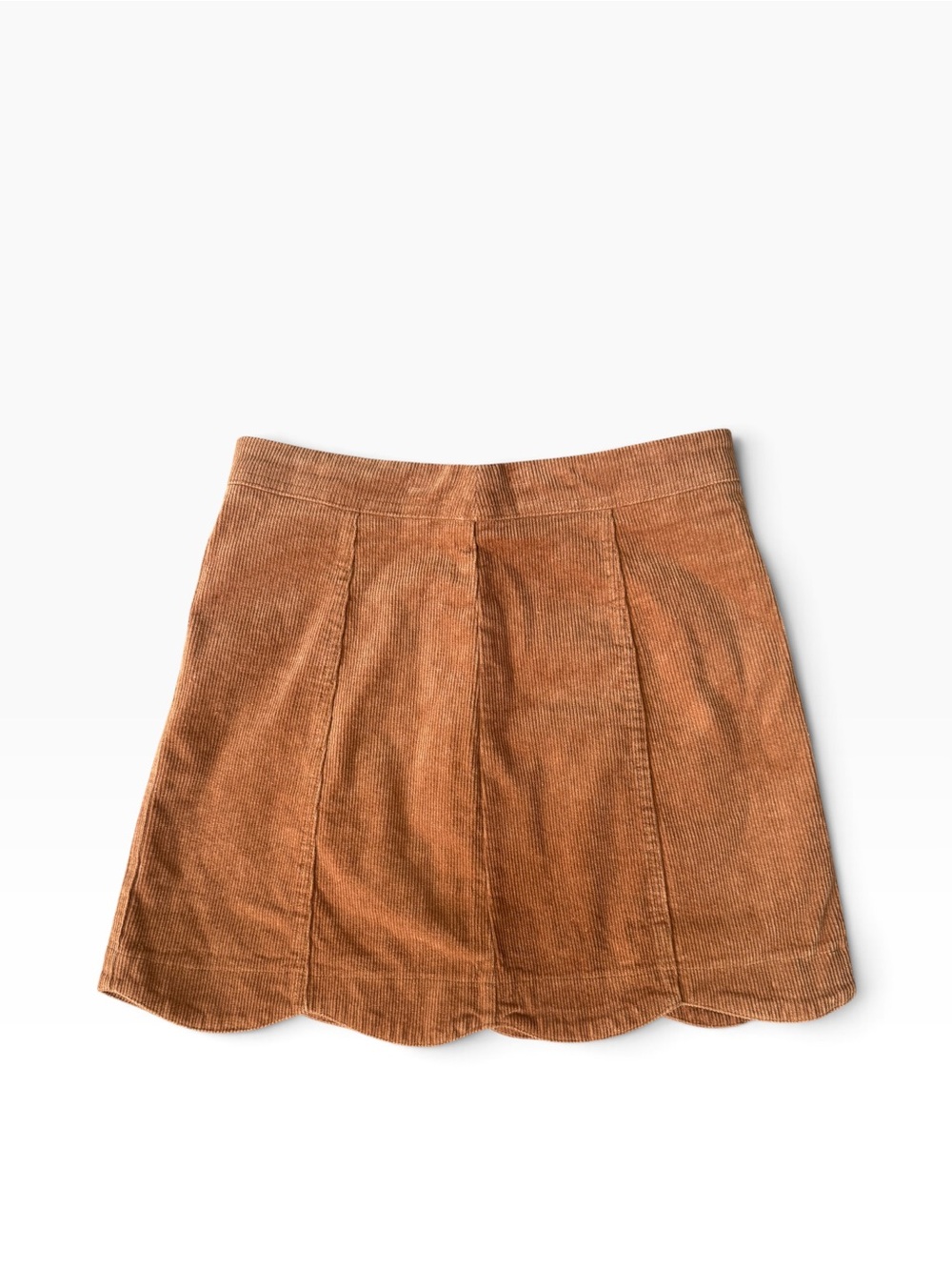 Altar'd State Scalloped Corduroy Skirt in Rust Brown